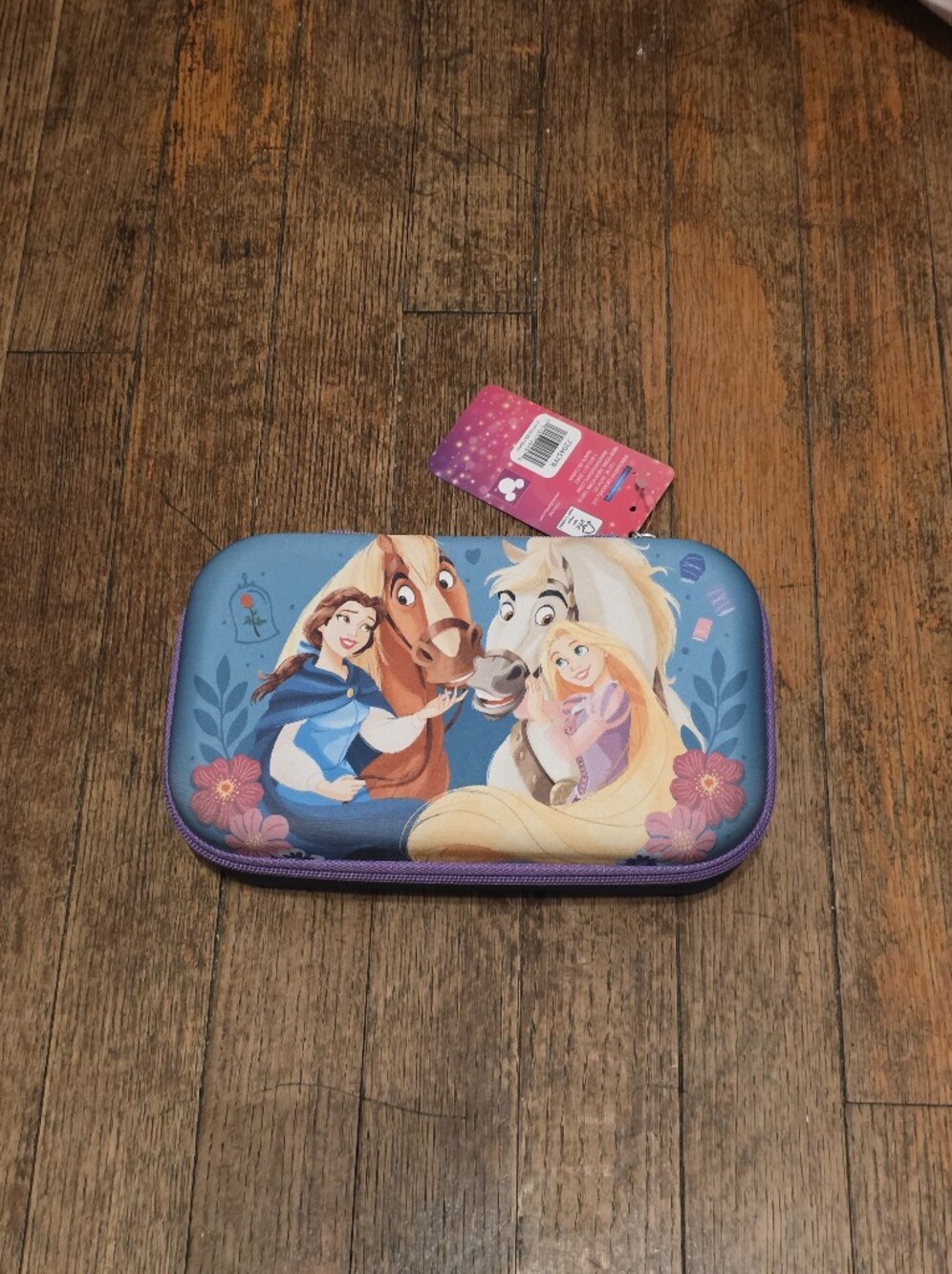 Disney Princess Zip Case in Blue and Purple with Character Artwork Pencil Case